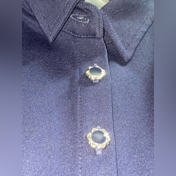 Venus Button Down Sleeveless Blue Women Jumpsuit with Detach Neck Scarf Size L - Picture 6 of 10